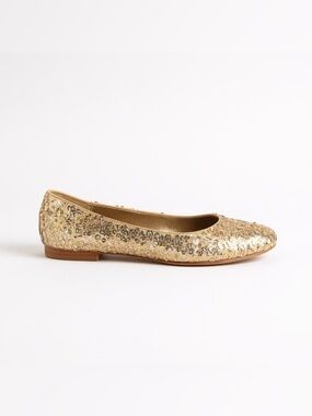 Beverly Feldman 37 (7 US) gold sequin tan base
ballet flats glam boho shoes